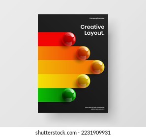Original placard vector design template. Abstract 3D balls cover illustration.