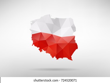 Original Poland map vector illustration with abstract flag background