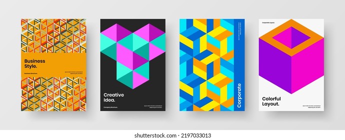 Original postcard A4 design vector concept composition. Fresh mosaic tiles corporate brochure illustration set.