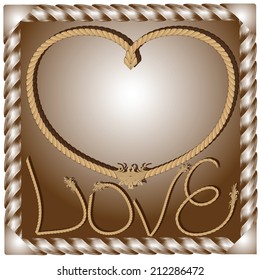The original postcard backdrop to the theme of love from a rope
