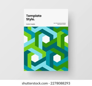 Original postcard design vector concept. Multicolored geometric pattern pamphlet illustration.