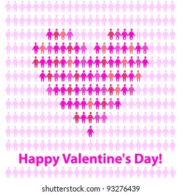 Original postcard Valentine's Day. The idea for the festive design. Vector illustration.