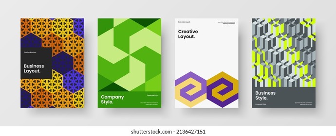 Original postcard vector design illustration collection. Multicolored geometric hexagons flyer template composition.