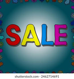 Original poster for discount. Seamless pattern. Bright abstract background with text. Illustration in blue, gray and neutral colors. Best sale banner. Vector illustration.