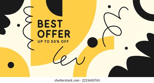 Original poster for discount. Vector illustration. Composition with geometric shapes. Abstract background.