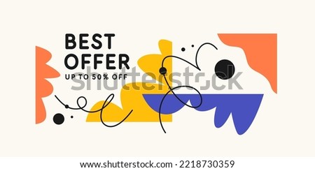 Original poster for discount. Vector illustration. Composition with geometric shapes. Abstract background.