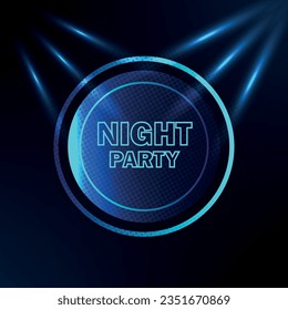 Original poster for night party. Geometric shapes and neon glow against a dark background