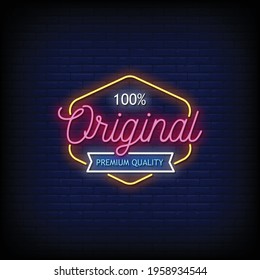 Original Premium Quality Logo Neon Signs Style Text Vector