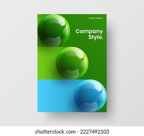 Original presentation A4 vector design concept. Vivid realistic balls front page template.