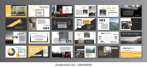 Original Presentation templates or corporate booklet. Easy Use in creative flyer and style info banner, trendy strategy mockup. Simple modern Slideshow or Startup. ppt.