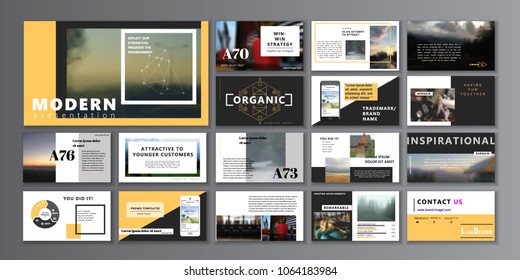 Original Presentation templates or corporate booklet. Easy Use in creative flyer and style info banner, trendy strategy mockup. Simple modern Slideshow or Startup. ppt.