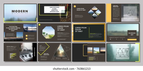  Original Presentation templates or corporate booklet.  Easy Use in creative flyer and style info banner, trendy strategy mockups.  Simple modern Slideshow or Startup. ppt. 