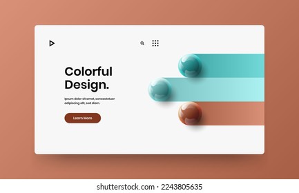 Original presentation vector design layout. Vivid realistic balls magazine cover illustration.