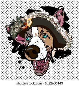 Original print with pirate dog. Vector illustartion.