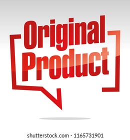 Original product in brackets speech red white isolated sticker icon