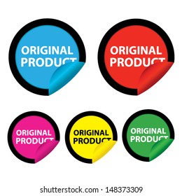 Original product colorful labels and stickers set. Vector