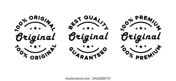Juego de Vectores de iconos de etiquetas de productos originales. Pegatina de sello original