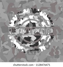 Original Product on grey camouflage texture