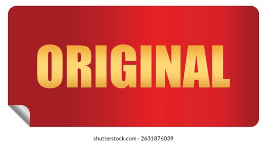 Original product sticker and label. Red discount price tag promo template. Vector illustration. Isolated on white background