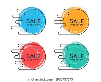 Original promotion banner by paint brush, sales background, price tag. Vector illustration
