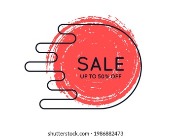 Original promotion banner by paint brush, sales background, price tag. Vector illustration