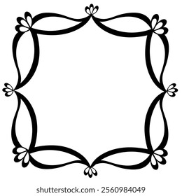 Original quadrangular classic frame in black on a white background decorated with an abstract pattern