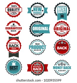 Plantillas de etiquetas de garantía de calidad original para las mejores etiquetas de producto iconos vectoriales