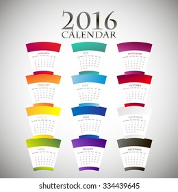 Original Rainbow Paper Calendar on 2016 year with laconic and simple design. 