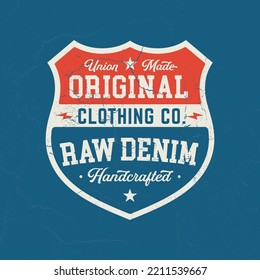 Original Raw Denim - Tee Design For Printing. Good For Poster, Wallpaper, T-Shirt, Gift.