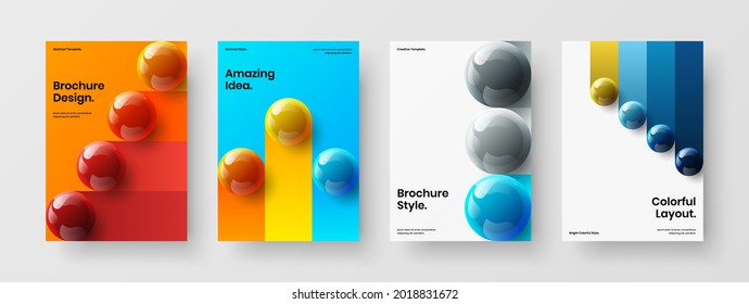 Original realistic balls company cover illustration collection. Colorful corporate identity design vector concept composition.