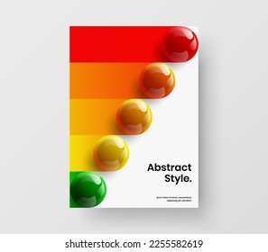 Original realistic balls front page concept. Geometric journal cover design vector template.