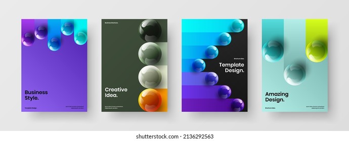 Paquete de plantilla original realista para bolas. Conjunto de ilustración de vector de diseño de volante abstracto A4.