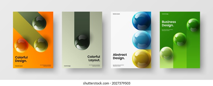Original realistic balls placard layout set. Amazing brochure A4 vector design illustration collection.