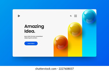 Original realistic spheres booklet illustration. Isolated placard design vector layout.