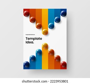 Original realistic spheres front page template. Modern corporate cover vector design layout.