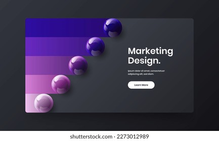 Original realistic spheres horizontal cover illustration. Modern web banner vector design layout.