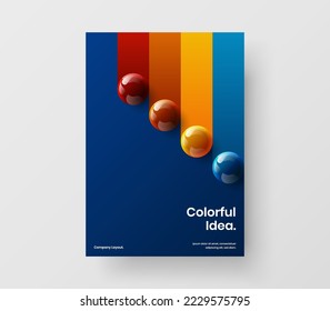 Original realistic spheres leaflet illustration. Simple corporate identity vector design concept.