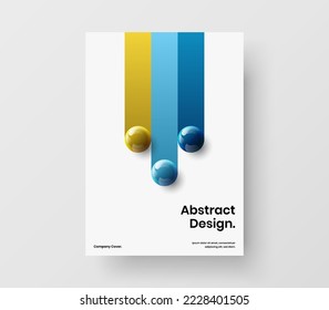 Original realistic spheres pamphlet concept. Multicolored magazine cover vector design illustration.