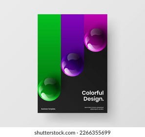 Concepto original realista de postal de esferas. Folleto de la empresa multicolor Diseño A4 diseño de vectores.
