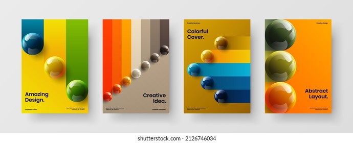 Colección de diseño de presentación de esferas realista original. Ilustración de diseño vectorial de portada de revista multicolor A4.