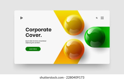 Original realistic spheres website screen concept. Unique placard vector design template.