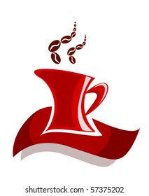 Original red coffee cup with wavy saucer