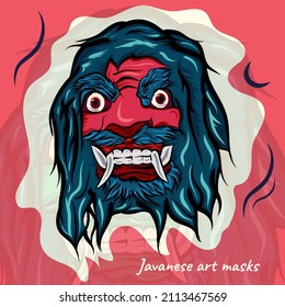 máscara fantasma original rojo java oriental arte 84