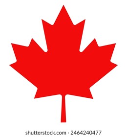 Original red maple leaf from the Canadian flag, isolated on a transparent background. Vector illustration