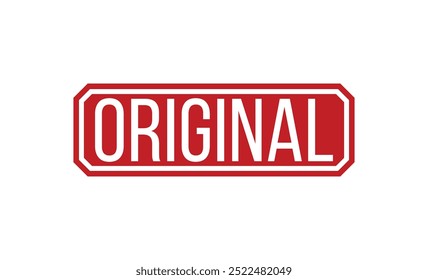 Original Red rubber stamp on white background. Original stamp sign. Original stamp.