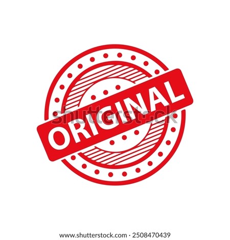 Original red rubber stamp on white background. Original stamp sign. 