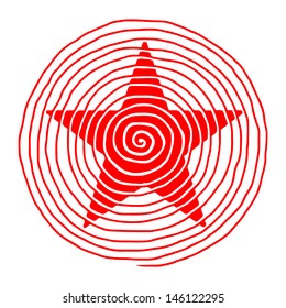 Original red spiral star vector illustration. Company logo template.
