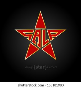 The original red star with Gold border and description sale vector illustration
