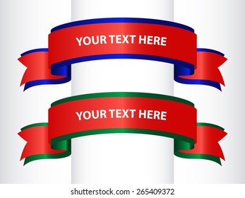 Original Red/Blue and Red/Green Ribbons - Vector Design Element