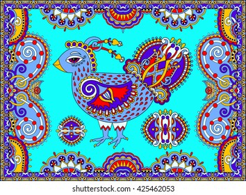 original retro cartoon chicken drawing, symbol of 2017 new year of the rooster in karakoko style, vector illustration 
